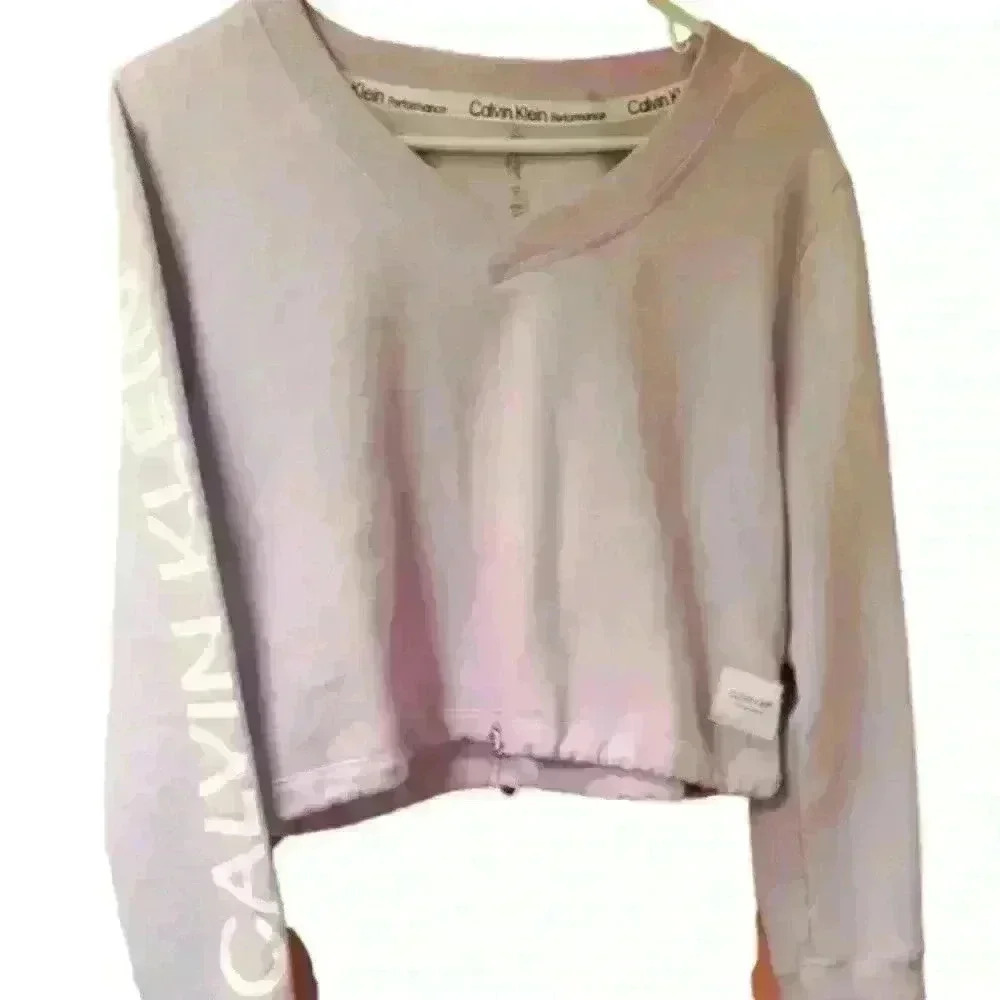 Calvi Klein Perfomance crop top crew neck lavender purple sz Med